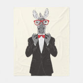 シマウマの紳士 フリースブランケット (正面)