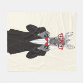 シマウマの紳士 フリースブランケット (正面(横))