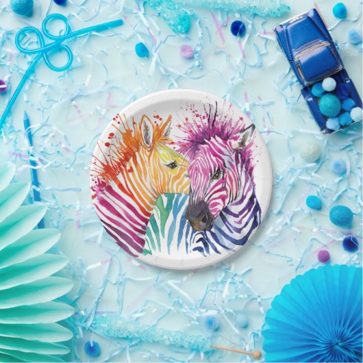 シマウマの虹のパーティーの商品 ペーパープレート (パーティー)