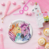 シマウマの虹のパーティーの商品 ペーパープレート (パーティー)