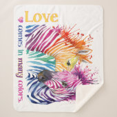 シマウマの虹のSherpa毛布 シェルパブランケット (正面)