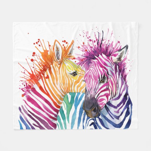 シマウマの虹毛布 フリースブランケット (正面(横))