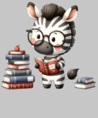 シマウマの読書好きデザイン (裾)