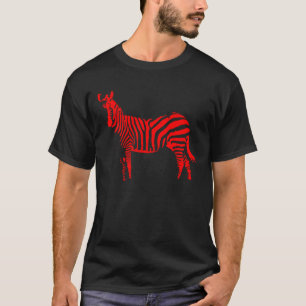 シマウマの赤いシルエットTシャツ Tシャツ