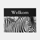 シマウマの近い上りのプリント- Welkom ドアマット (正面)
