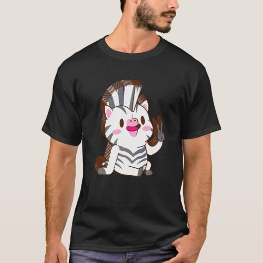 シマウマの重なり 平和 リラックス 可愛い おしゃれ Tシャツ (正面)