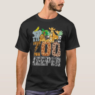 シマウマの野生柄アフリカの動物の動物園管理人のコスチューム Tシャツ