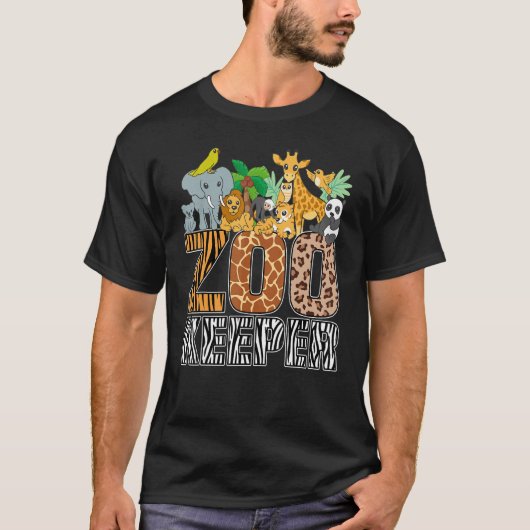 シマウマの野生柄アフリカの動物の動物園管理人のコスチューム Tシャツ (正面)