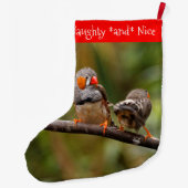シマウマの鳴き鳥の生意気なペア ラージクリスマスストッキング (裏面)