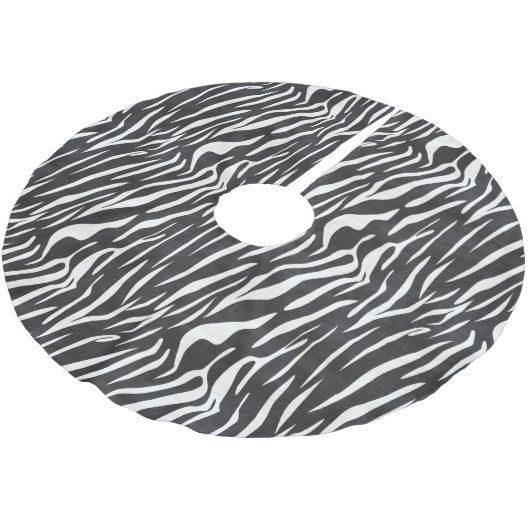 シマウマの黒い及び白クリスマスツリーのスカート ブラッシュドポリエステルツリースカート (アングル)