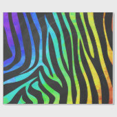 シマウマの黒および虹のプリント ラッピングペーパー (フラット)