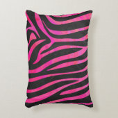 シマウマの黒く、ショッキングピンクのプリント アクセントクッション (正面(垂直))