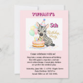 シマウマの5歳の誕生日パーティーの招待状 招待状 (正面)