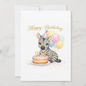 シマウマの5歳の誕生日パーティーの招待状 招待状 (裏面)
