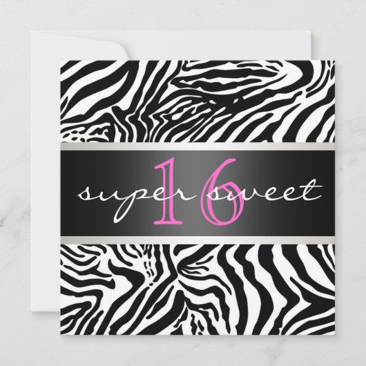 シマウマのSweet sixteenの招待状 招待状 (正面)