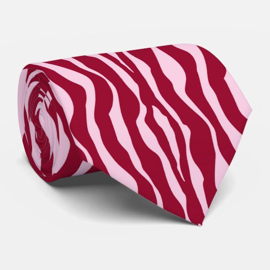 シマウマは-バーガンディおよびピンク縞で飾ります ネクタイ (ロール)