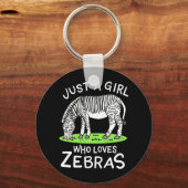 シマウマを愛する女の子 キーホルダー (正面)