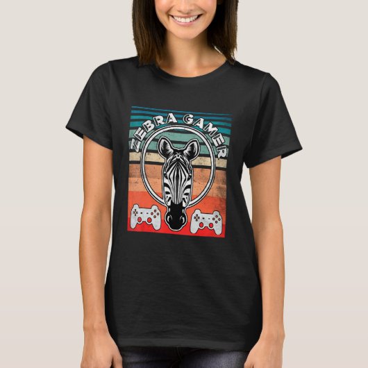 シマウマゲーマー 聞こえないよ ゲーム中 シマウマゲーマー Tシャツ (正面)