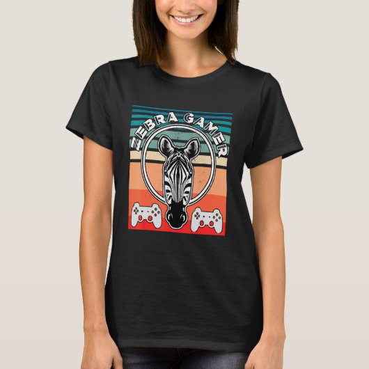 シマウマゲーマー 聞こえないよ ゲーム中 シマウマゲーマー Tシャツ (正面)