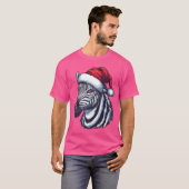 シマウマサンタ帽子 楽しいクリスマス シマウマ愛好家向けクリスマス  Tシャツ (正面フル)