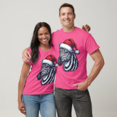 シマウマサンタ帽子 楽しいクリスマス シマウマ愛好家向けクリスマス  Tシャツ (ユニセックス)