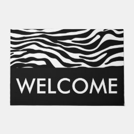 シマウマストライプなパターン黒及び白 + あなたのアイディア ドアマット
