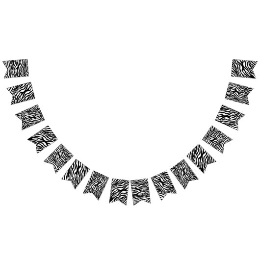 シマウマストライプなパターン黒及び白 + あなたのアイディア バンティングフラッグ (全)