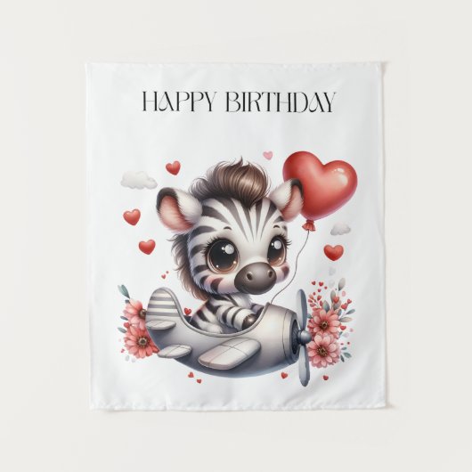 シマウマパイロット 誕生日 タペストリー (正面)