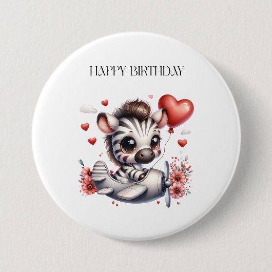 シマウマパイロット 誕生日 缶バッジ (正面)