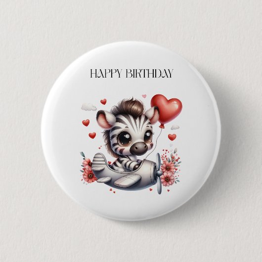 シマウマパイロット 誕生日 缶バッジ (正面)