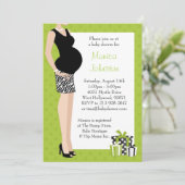 シマウマパターンとのベビーシャワーの招待状の緑 招待状 (スタンド正面)