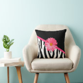 シマウマパターンガーリーなピンクのデイジー クッション (椅子)