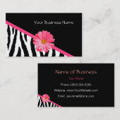 シマウマパターンピンクのデイジー 名刺 (正面/裏面)