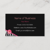 シマウマパターンピンクのデイジー 名刺 (裏面)