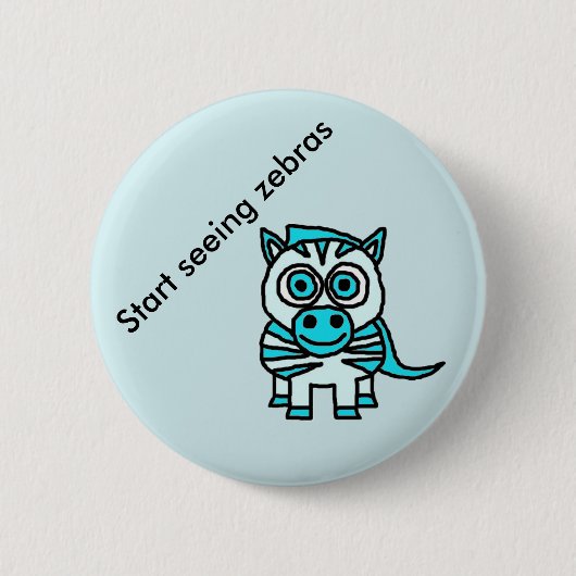 シマウマボタンを見始めて下さい 缶バッジ (正面)