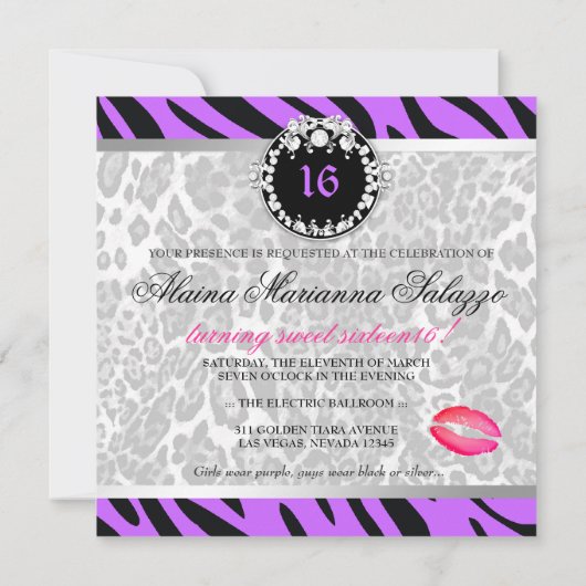 シマウマレオ311個のTiqueのダイヤモンドのnは菓子16に接吻します 招待状 (裏面)