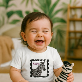 シマウマ動物園の赤ちゃん女の子Tシャツ ベビーTシャツ