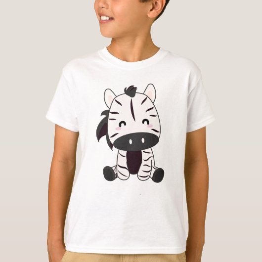 シマウマ動物園サファリかわいい動物 Tシャツ (正面)