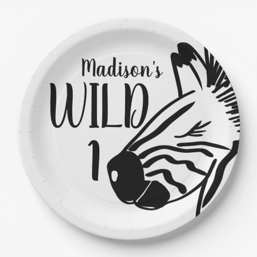 シマウマ動物野生のジャングルドードル ペーパープレート (正面)