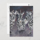 シマウマ動物野生動物絵を描の芸術品 ポストカード (正面/裏面)