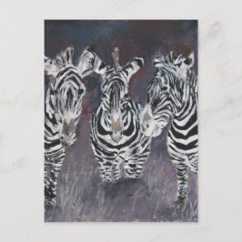 シマウマ動物野生動物絵を描の芸術品 ポストカード