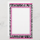 シマウマ及びピンクのボーダー 便箋 (正面/裏面)