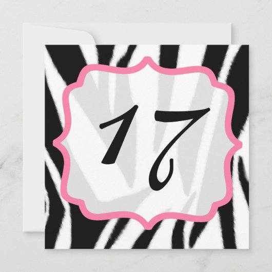 シマウマ及びピンクの誕生会 招待状 (裏面)