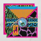 シマウマ及び調停者のサファリのアニマルプリントのベビーシャワー 招待状 (正面/裏面)