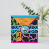 シマウマ及び調停者のサファリのアニマルプリントのベビーシャワー 招待状 (スタンド正面)