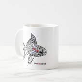 シマウマ及び金ゴールドの魚のマグのシマウマと金魚マグカップ コーヒーマグカップ (正面左)