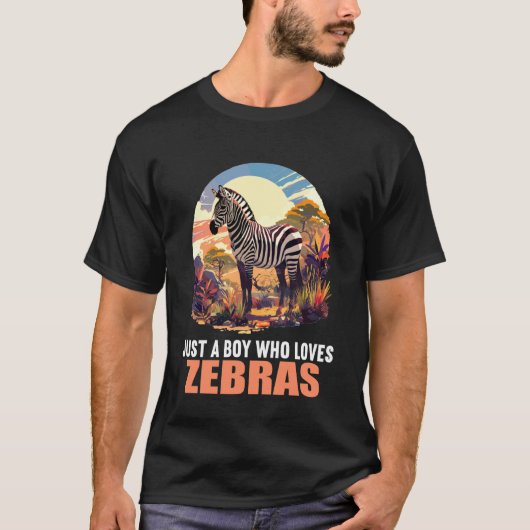 シマウマ大好き少年。シマウマ シマウマ Tシャツ (正面)