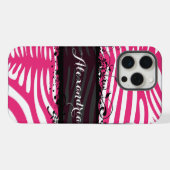 シマウマ好きな人のためのピンクと黒の柄 iPhoneケース (裏面横)
