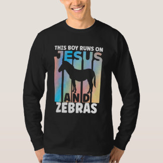 シマウマ好きな男の子のためのシマウマの服 Tシャツ