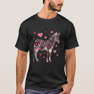シマウマ愛好家のためのバレンタインの花の芸術 シマウマのカップル Tシャツ